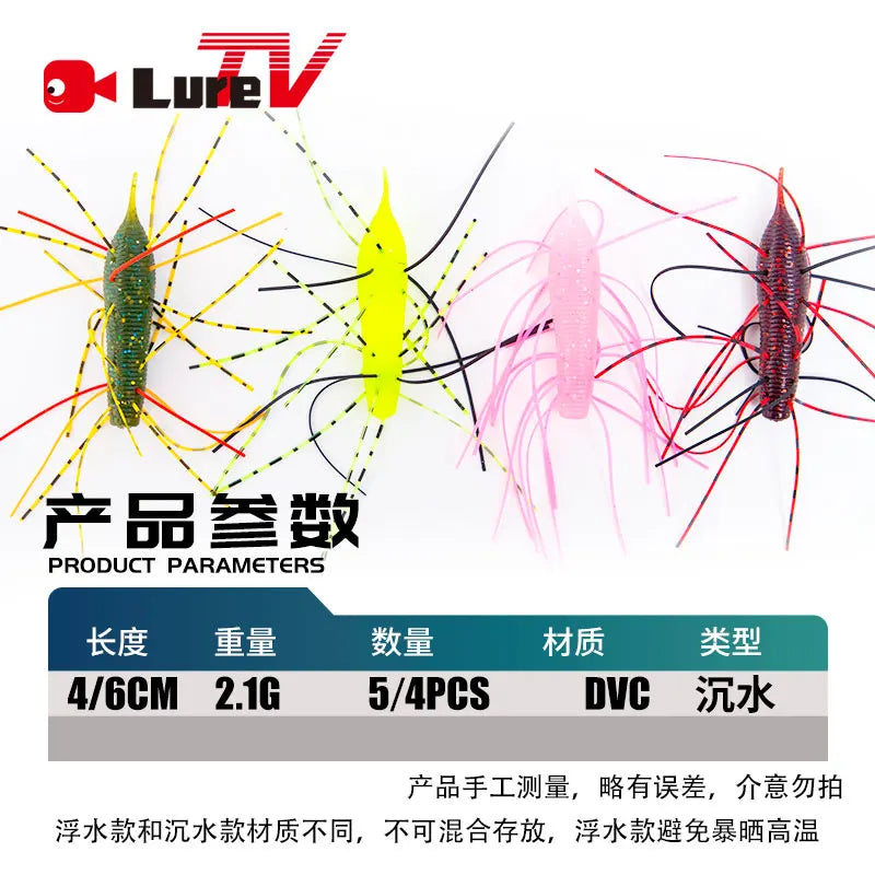 luretv O. S.P OSP HP 3D Wacky lure, soft bait, double tailed  worm, neko lead fishing group, black pit lure