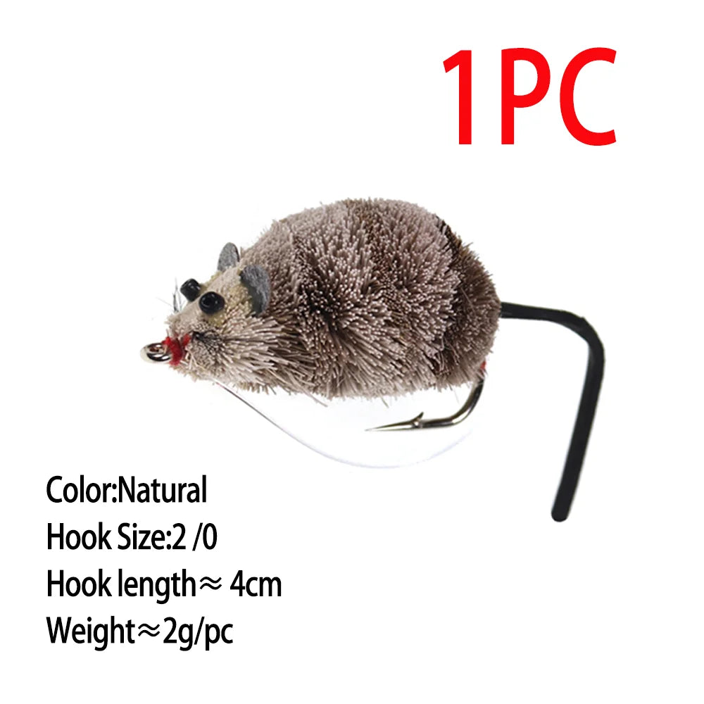 Deer Hair Mouse Fly Topwater Lure Poppers Artificial Rat Fish Bait Mouse Deerhair Bass Bug For Largemouth Pike Fishing Lure Bait