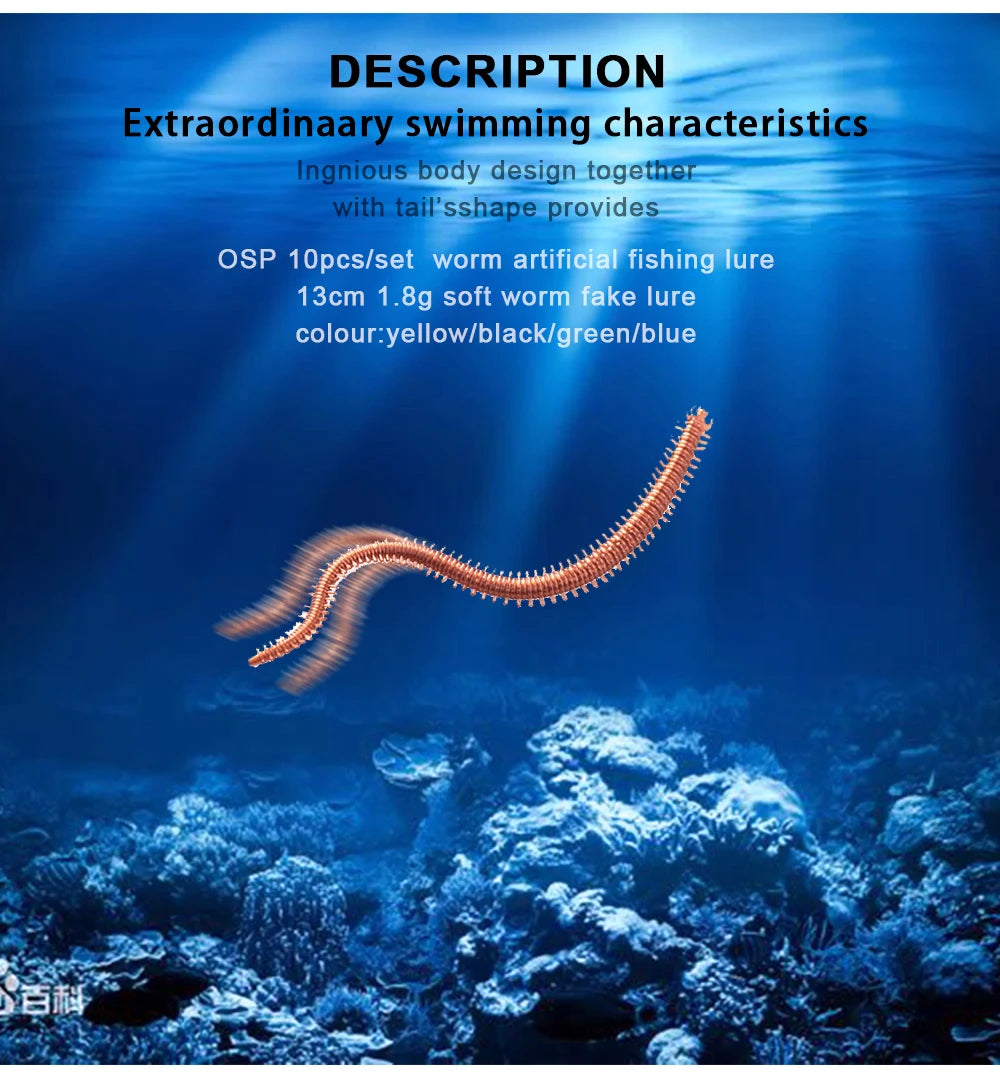 OSP Soft Worm Fishing Lure 130mm 1.8g Fake Silicone Fish Bait for Sea Fishing Accessories Professional Swimbait