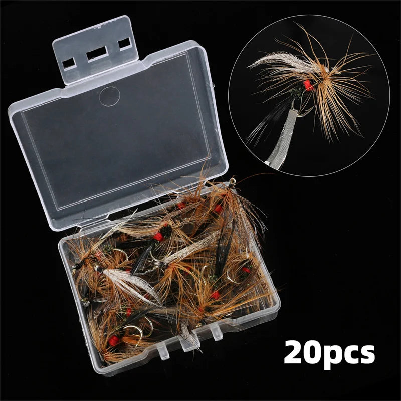 5/10/20Pcs Biomimetic Wet Fly Flies Fishing Flies Artificial Insect Hook Bait Mosquito Fly Fishing Feather Fish Hook Trout Lures