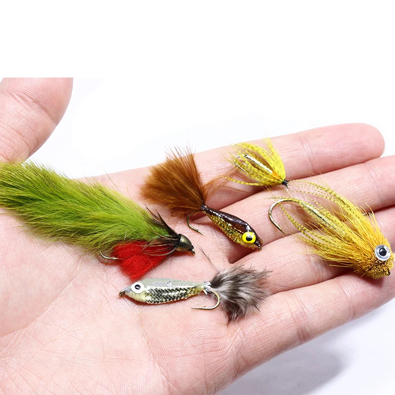 Persuader 4pcs/2pcs pack 8#10# freshwater fly fishing streamer flies imitating leech&minnow fish pattern streamers fishing baits