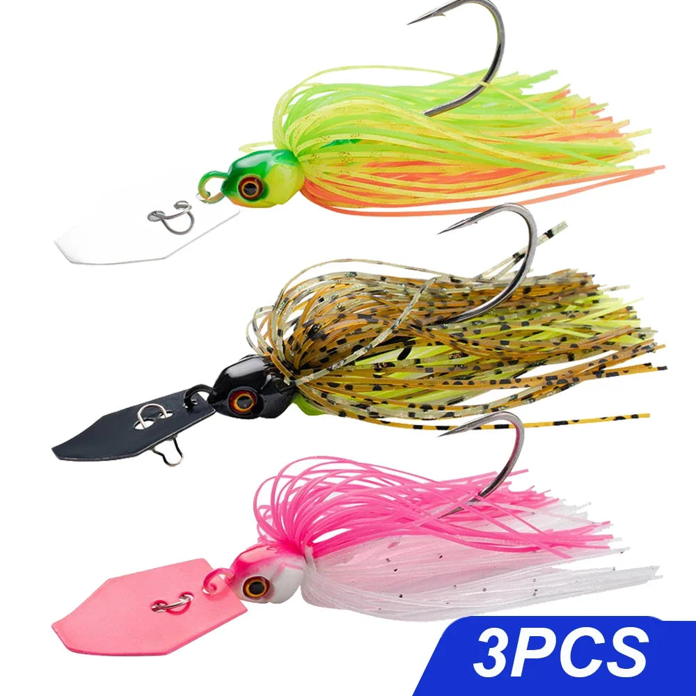 chatter Bait 7g/9g/12g/14g/21g Fishing Lures Kit Pesca Chatter Weedless Metal Blade Rubber Jig Head Hook Wire 1-5Pcs Spinnerbait