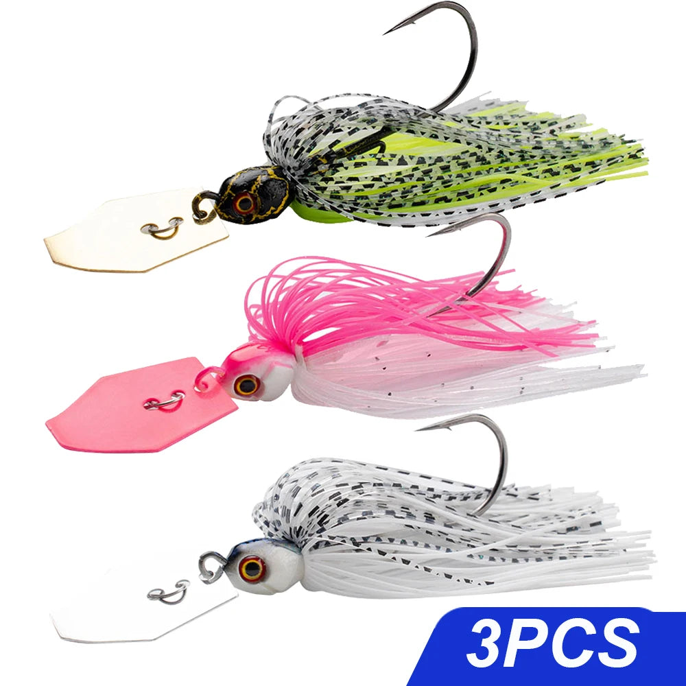 chatter Bait 7g/9g/12g/14g/21g Fishing Lures Kit Pesca Chatter Weedless Metal Blade Rubber Jig Head Hook Wire 1-5Pcs Spinnerbait