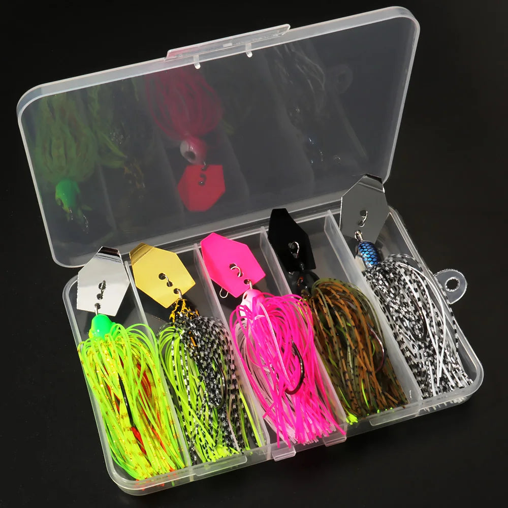 chatter Bait 7g/9g/12g/14g/21g Fishing Lures Kit Pesca Chatter Weedless Metal Blade Rubber Jig Head Hook Wire 1-5Pcs Spinnerbait
