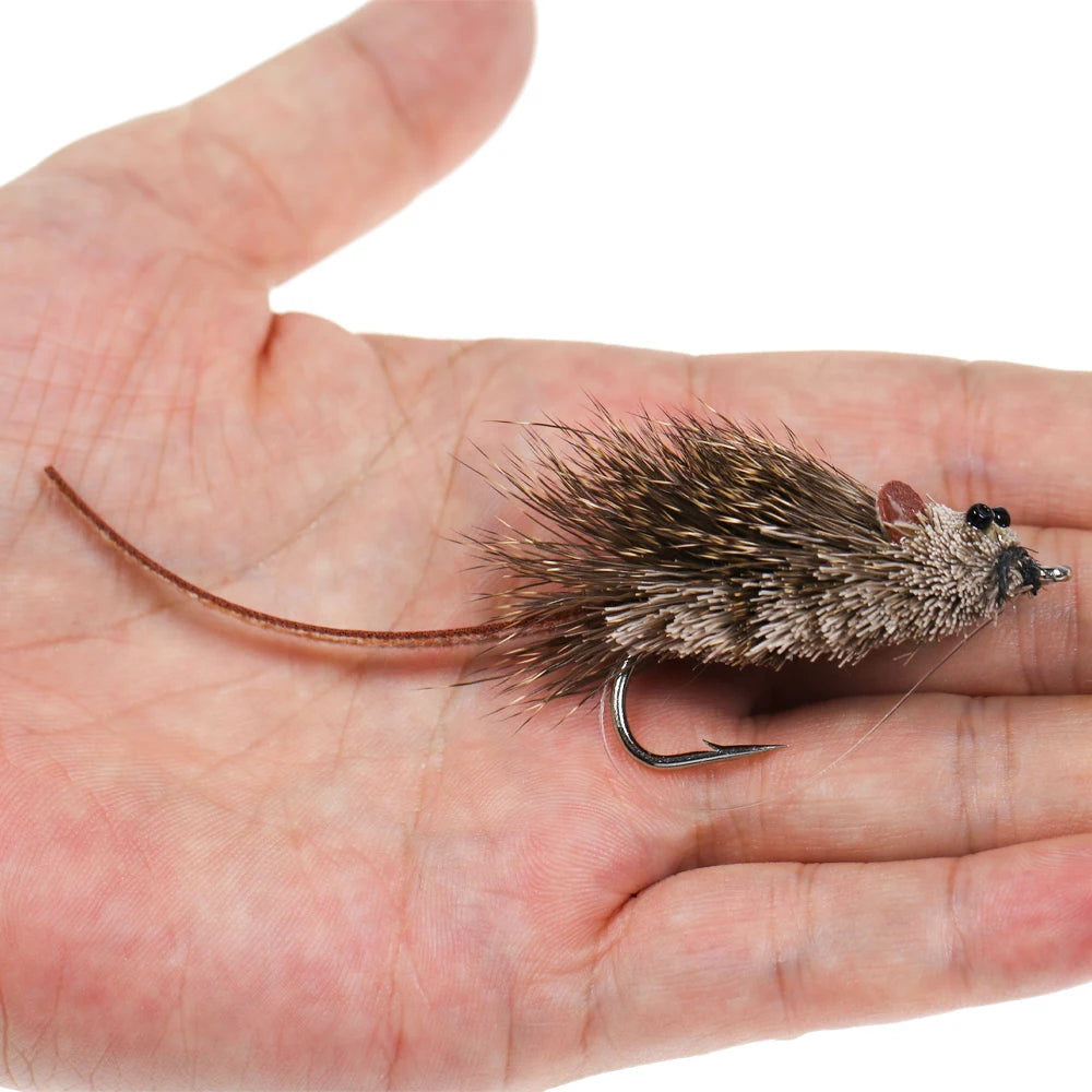 Deer Hair Mouse Fly Topwater Lure Poppers Artificial Rat Fish Bait Mouse Deerhair Bass Bug For Largemouth Pike Fishing Lure Bait