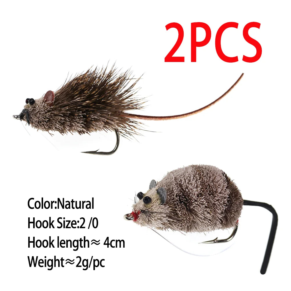 Deer Hair Mouse Fly Topwater Lure Poppers Artificial Rat Fish Bait Mouse Deerhair Bass Bug For Largemouth Pike Fishing Lure Bait