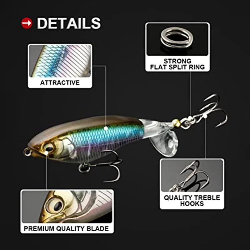 1pc/5pcs Topwater Fishing Lures , Pencil Plopper Fishing Lures for Bass Catfish Pike Perch, Top Water Bass Bait Lure