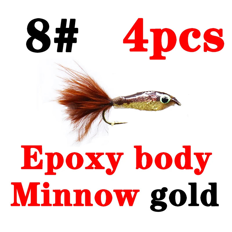 Persuader 4pcs/2pcs pack 8#10# freshwater fly fishing streamer flies imitating leech&minnow fish pattern streamers fishing baits