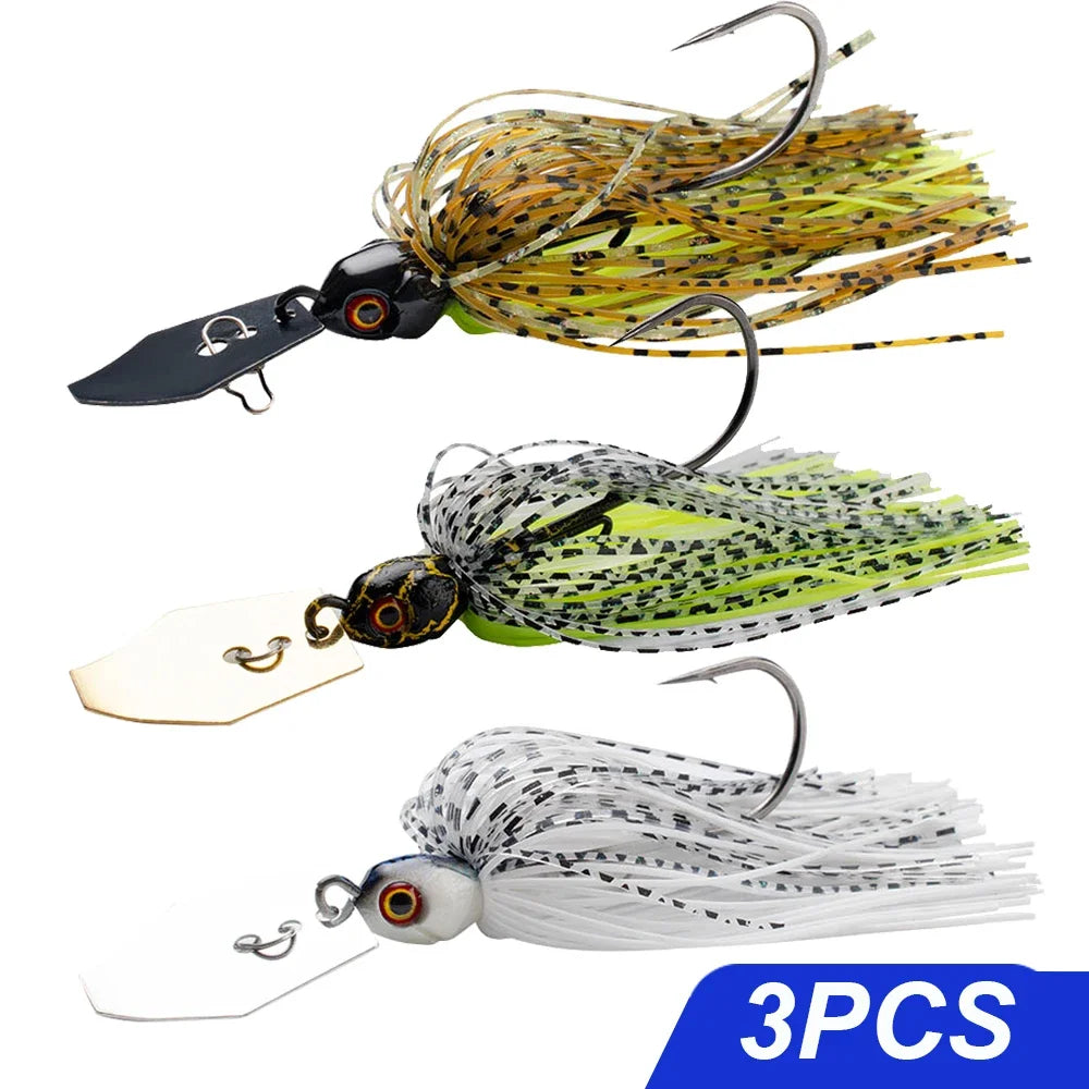 chatter Bait 7g/9g/12g/14g/21g Fishing Lures Kit Pesca Chatter Weedless Metal Blade Rubber Jig Head Hook Wire 1-5Pcs Spinnerbait