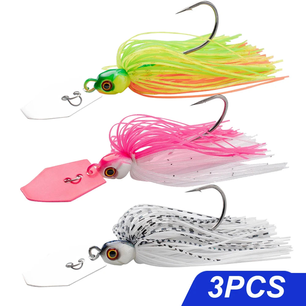 chatter Bait 7g/9g/12g/14g/21g Fishing Lures Kit Pesca Chatter Weedless Metal Blade Rubber Jig Head Hook Wire 1-5Pcs Spinnerbait