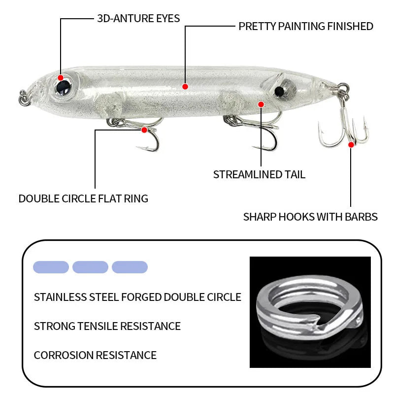 126mm 26g Lures Top Water Artificial Bait Pesca Wobbler for Bass Walking the Dog Swimbait Equipment