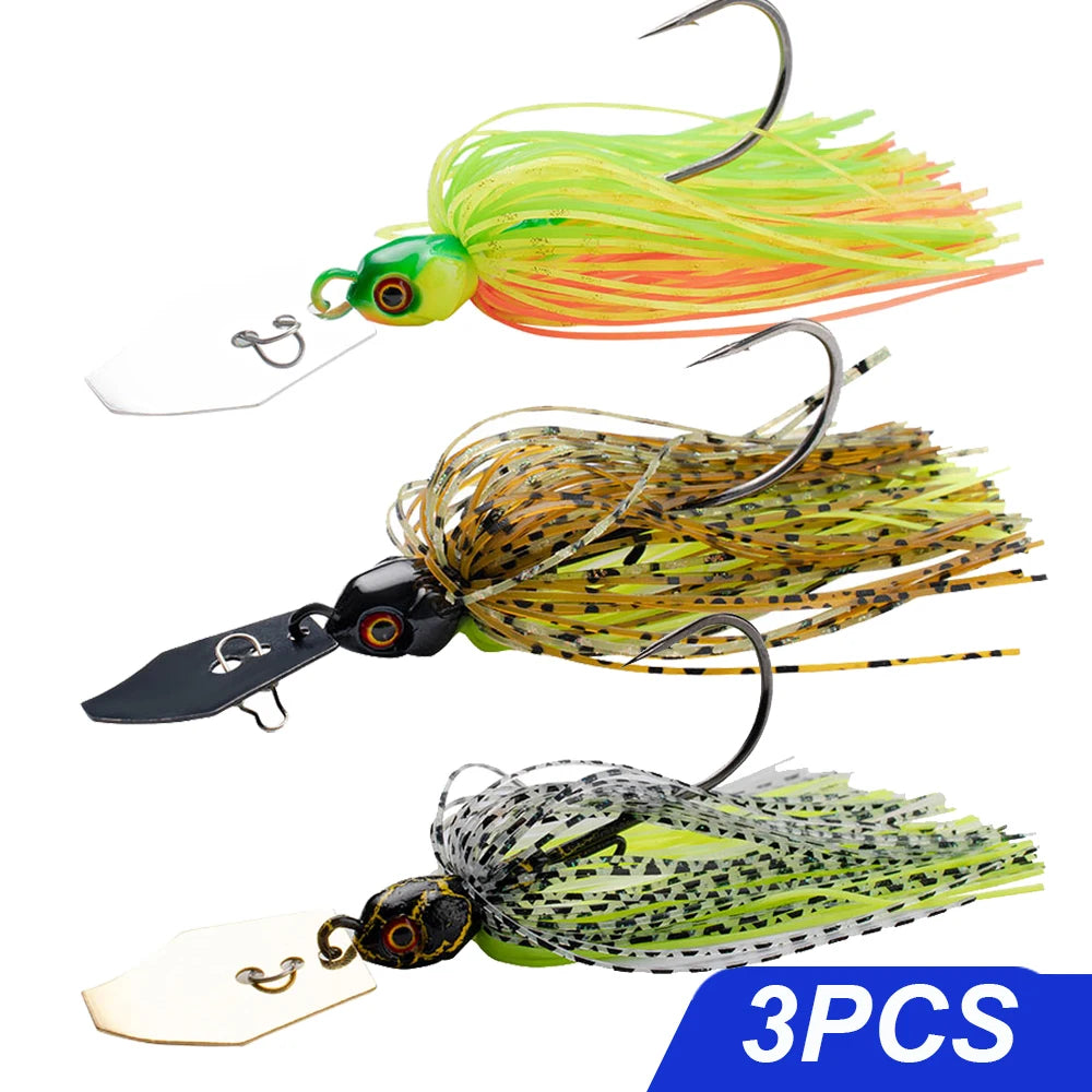 chatter Bait 7g/9g/12g/14g/21g Fishing Lures Kit Pesca Chatter Weedless Metal Blade Rubber Jig Head Hook Wire 1-5Pcs Spinnerbait