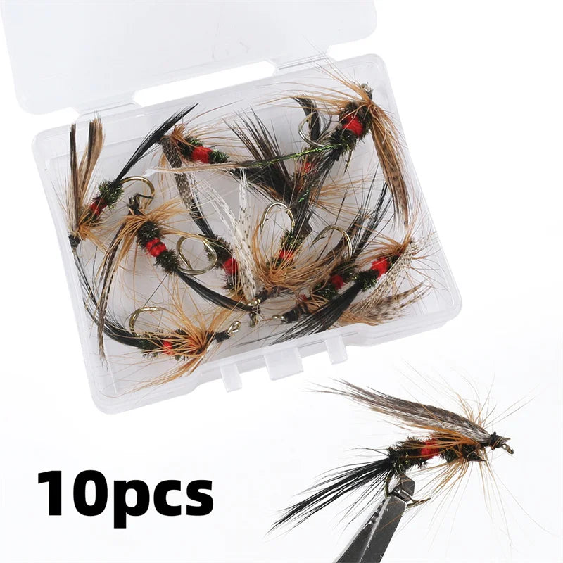 5/10/20Pcs Biomimetic Wet Fly Flies Fishing Flies Artificial Insect Hook Bait Mosquito Fly Fishing Feather Fish Hook Trout Lures
