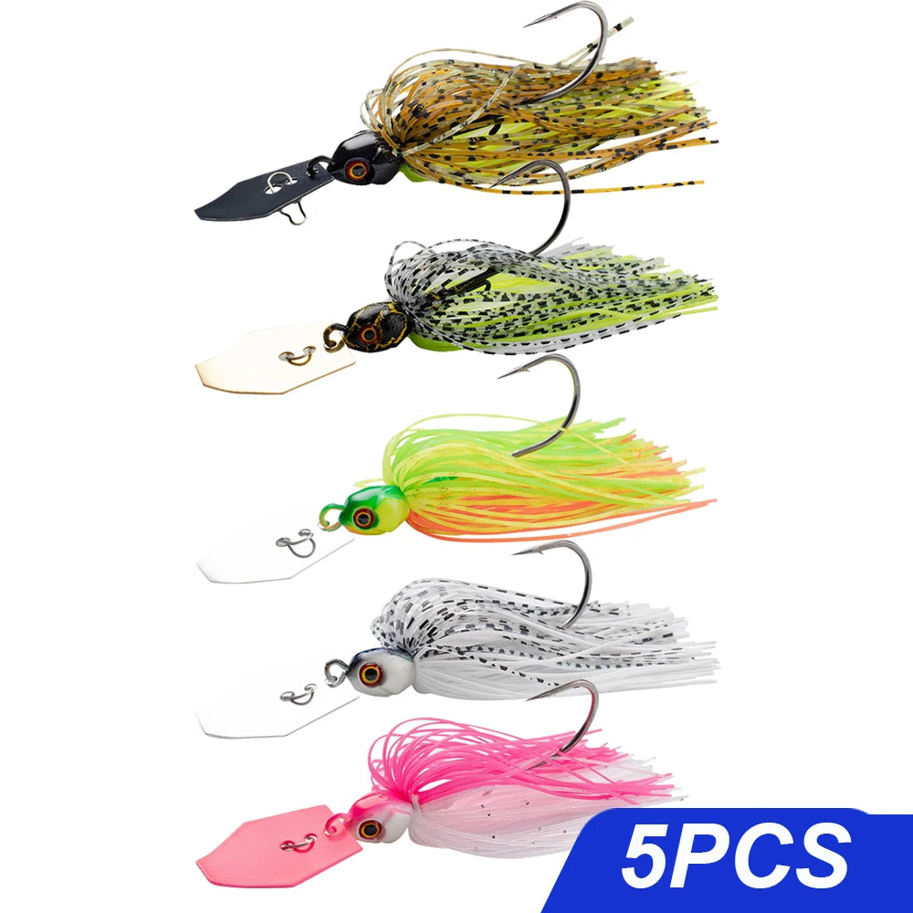 chatter Bait 7g/9g/12g/14g/21g Fishing Lures Kit Pesca Chatter Weedless Metal Blade Rubber Jig Head Hook Wire 1-5Pcs Spinnerbait