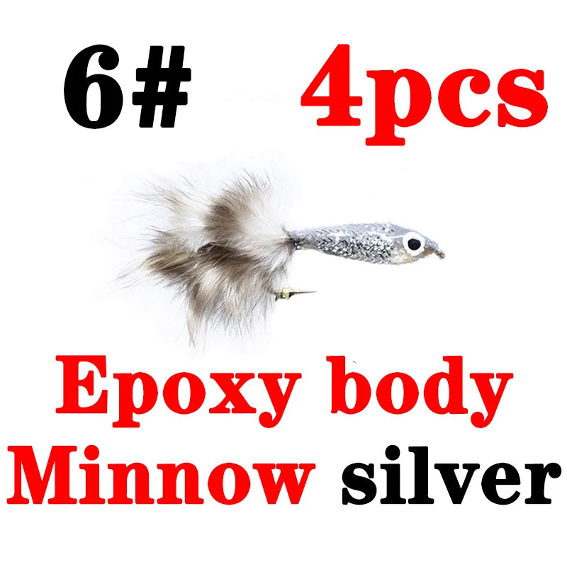 Persuader 4pcs/2pcs pack 8#10# freshwater fly fishing streamer flies imitating leech&minnow fish pattern streamers fishing baits
