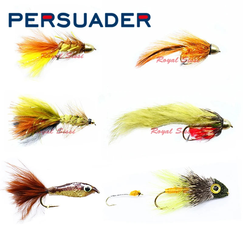 Persuader 4pcs/2pcs pack 8#10# freshwater fly fishing streamer flies imitating leech&minnow fish pattern streamers fishing baits