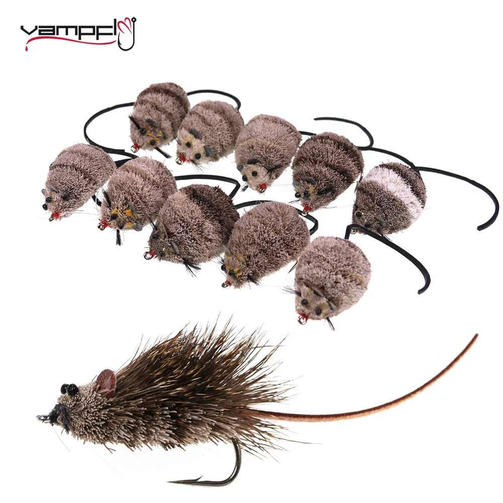 Deer Hair Mouse Fly Topwater Lure Poppers Artificial Rat Fish Bait Mouse Deerhair Bass Bug For Largemouth Pike Fishing Lure Bait