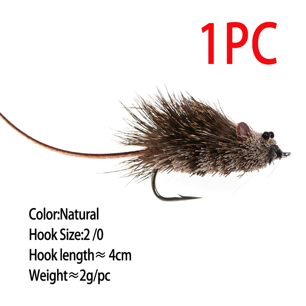 Deer Hair Mouse Fly Topwater Lure Poppers Artificial Rat Fish Bait Mouse Deerhair Bass Bug For Largemouth Pike Fishing Lure Bait